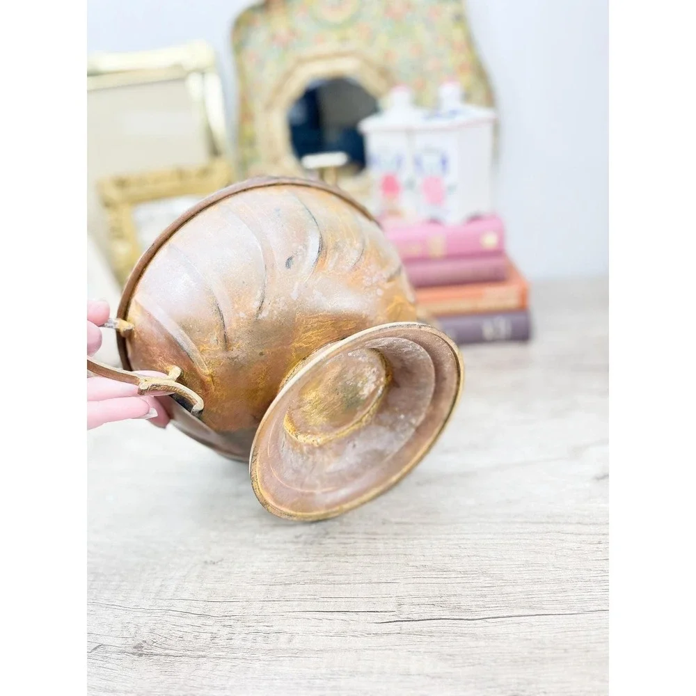 Vintage Hammered Copper Bowl with Handles